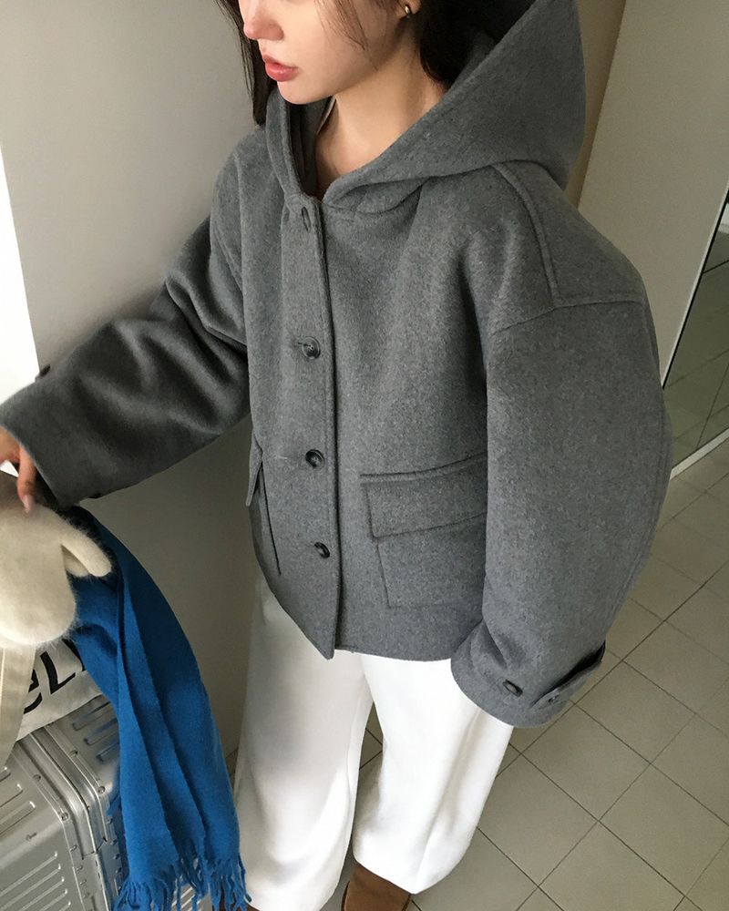 [ORIGINAL] CHILD HOOD WOOL SHORT COAT