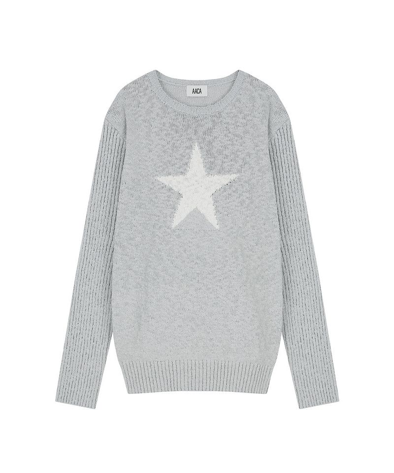 Star Intarsia Knit Grey