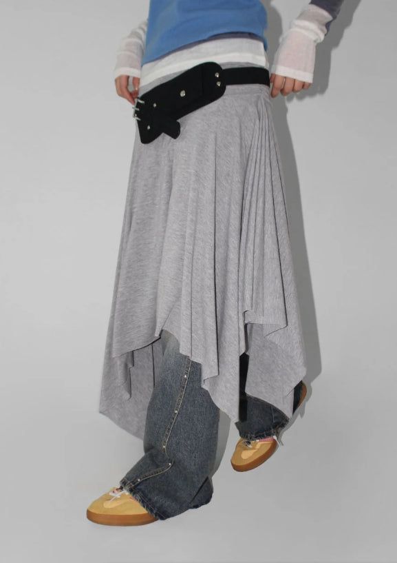 SHIRRING UNBALANCE SKIRT