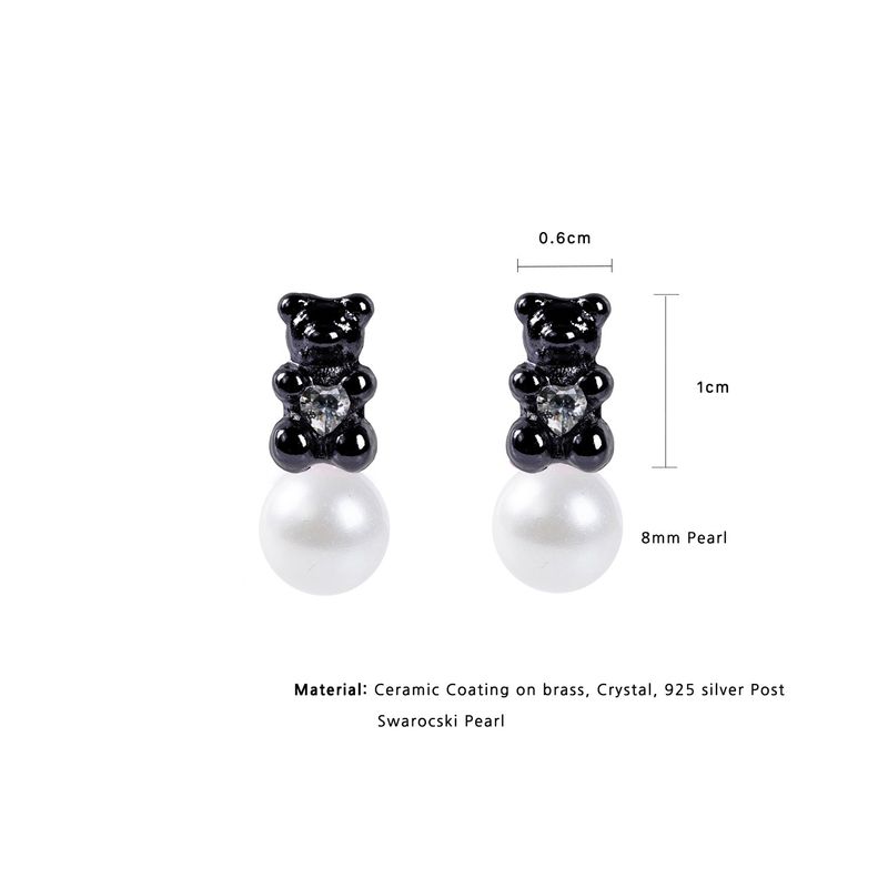Petit Bear Pearl Earrings_Black