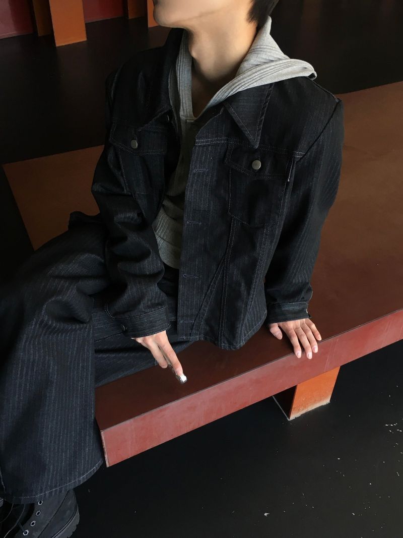 [SET] Aubert Non-Faded Wrap Denim Jacket 2C