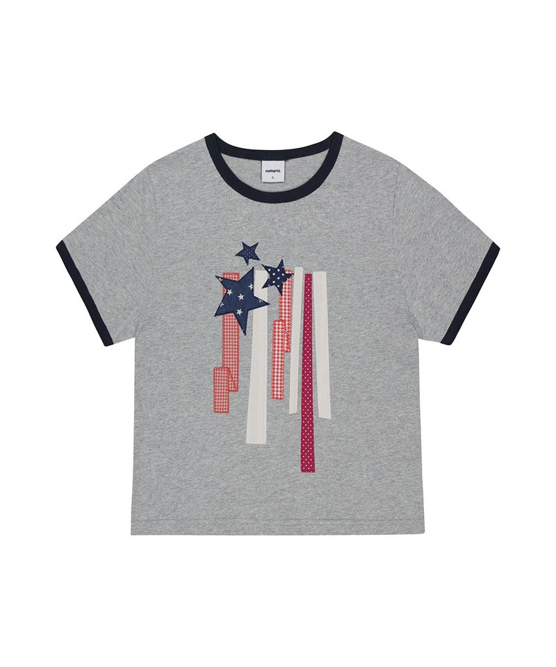 FLAG APPLIQUE RINGER CROP TEE