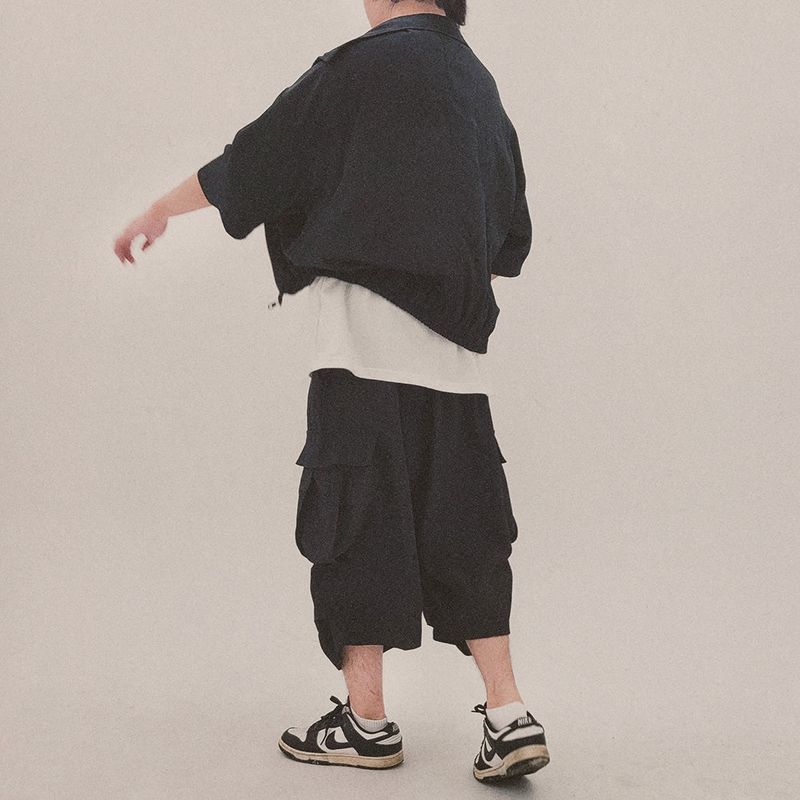 street shape shortsleeve zipup_black