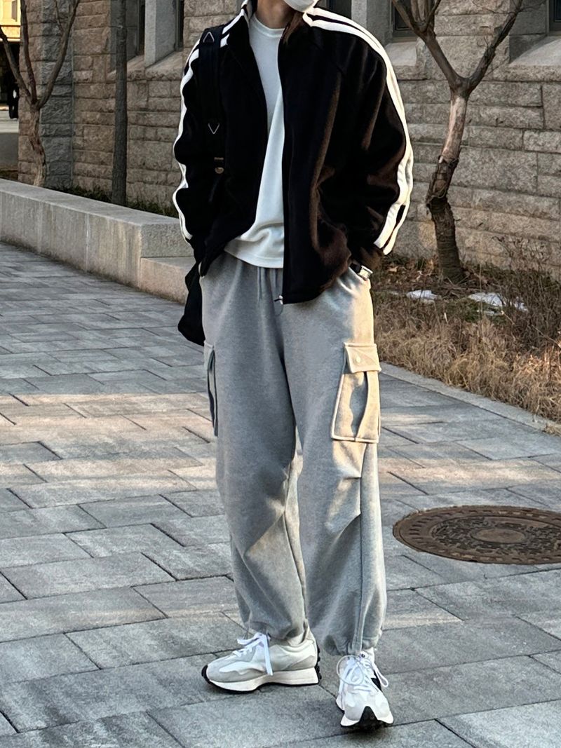 LMN line fleece jersey (black)