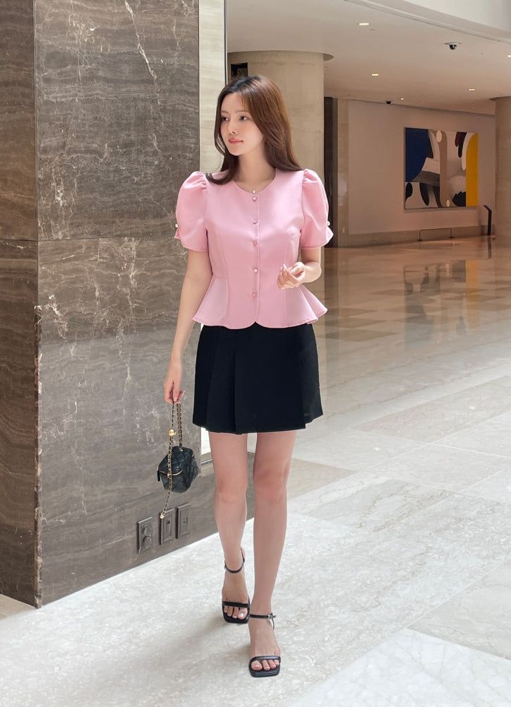 Beable Wrap Pleated Tweed Skirt Pants