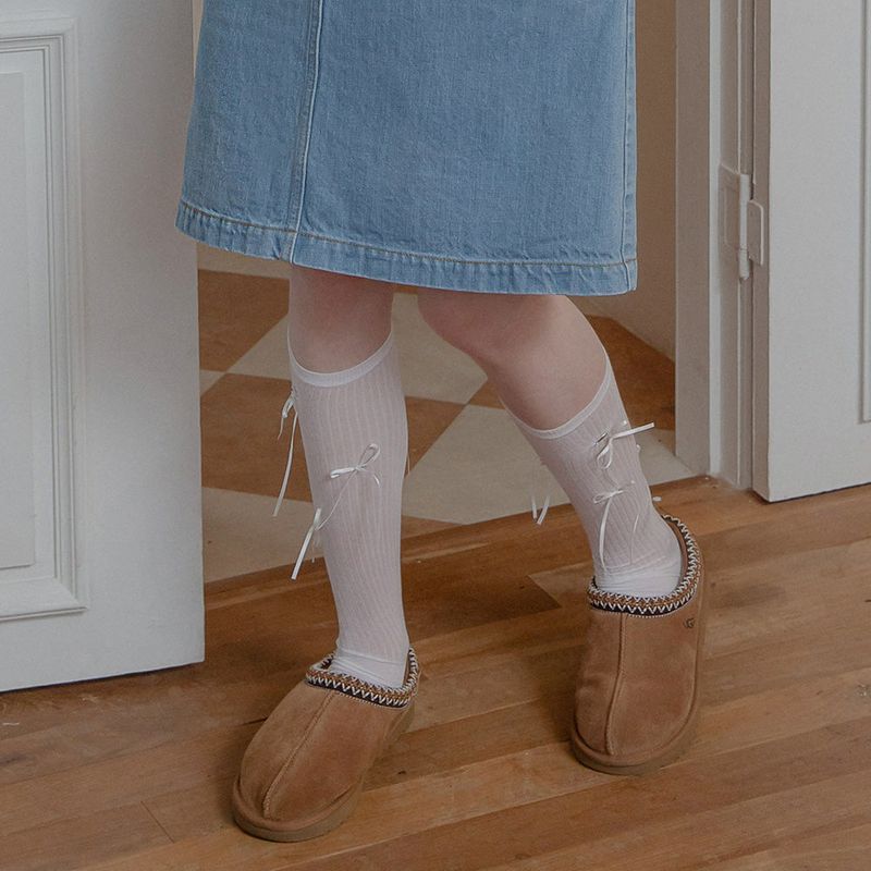 mellotory(メロートリー)の「LITTLE RIBBON KNEE SOCKS (WHITE)(Fashion Accessories)」