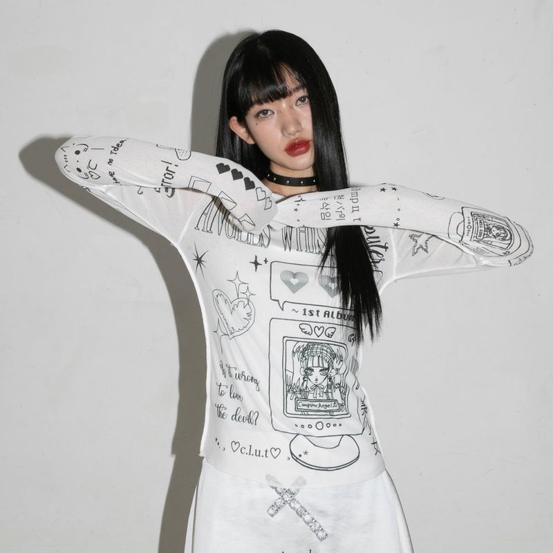 CLUT STUDIO（クラットスタジオ）の「Computer Angel Print Top - WHITE（Tops）」