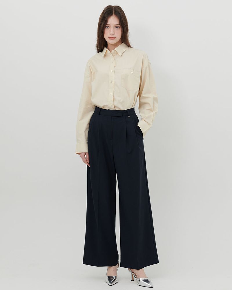 テーラードダブルプリーツスラックス [NAVY]