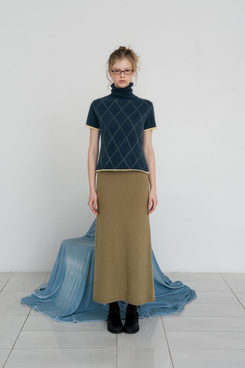 Raccoon knit skirt_olive