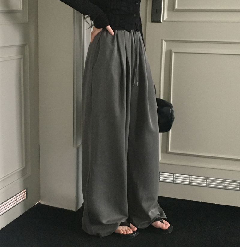 [MADE] Square wide rubber waist long pants