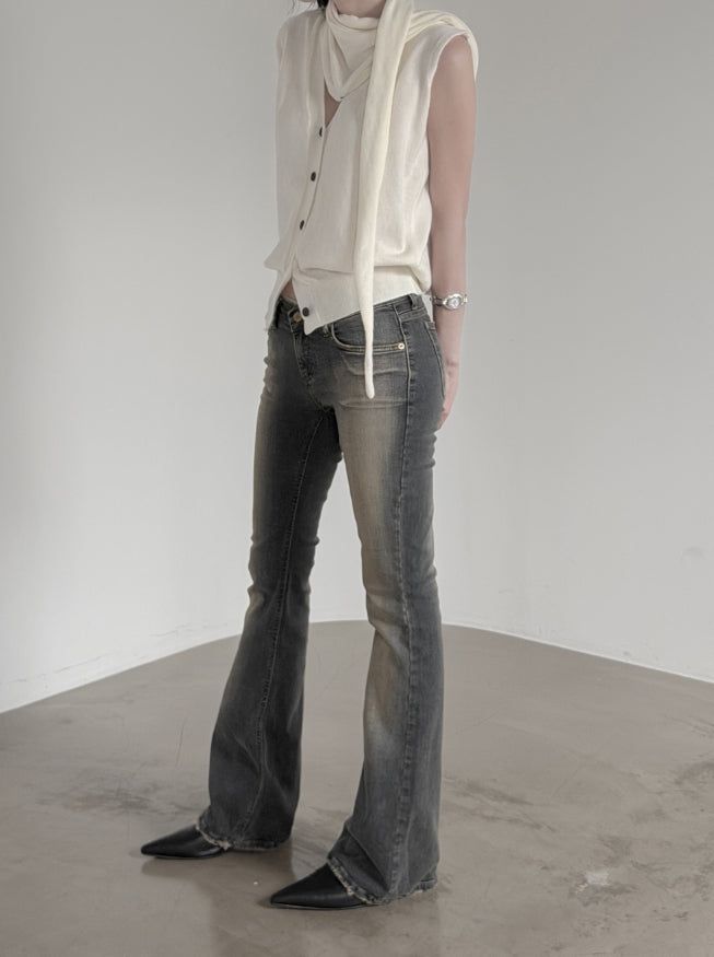 Sand Tin Washed Raw Bootcut Denim