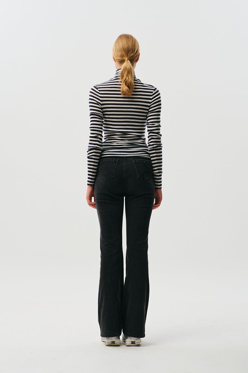 CHERRY BOOTS CUT DENIM PANTS [CHARCOAL]