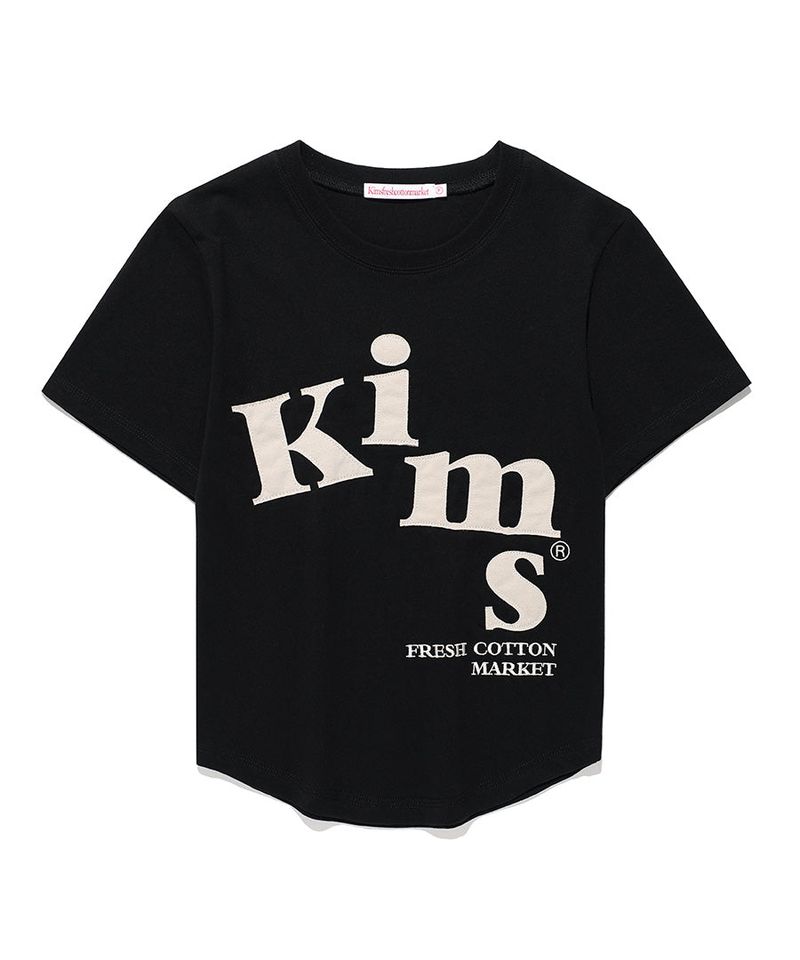 Kims Fresh Cotton Market(キムス フレッシュ コットン マーケット)の「Messy Alpha App Tee Black (KIB6MFT501A)(Tops)」