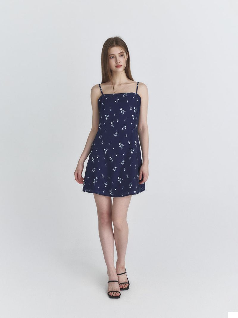 Floral flare dress (Navy)