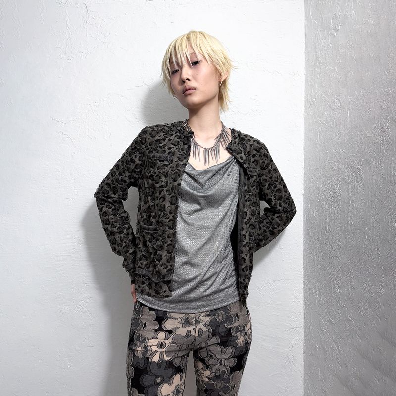 DISTRESSED LEOPARD CARDIGAN
