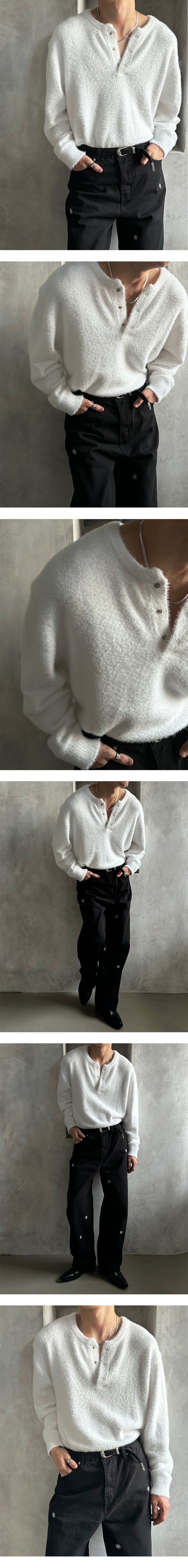  [PREMIUM][MADE] Angora hair henry neck knit(3color)