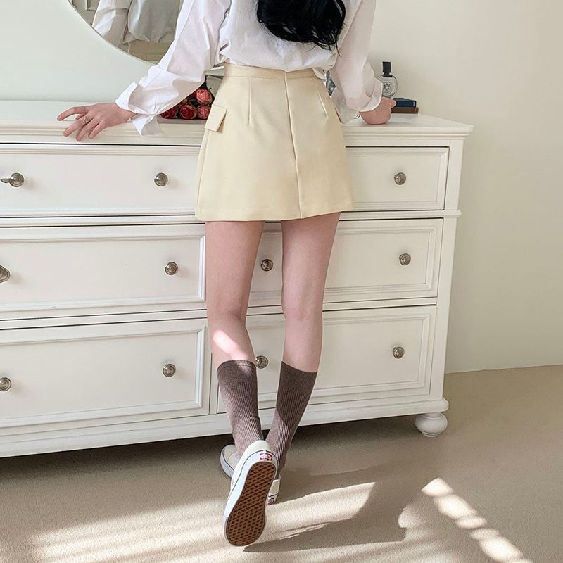 [4color] slit pocket mini skirt