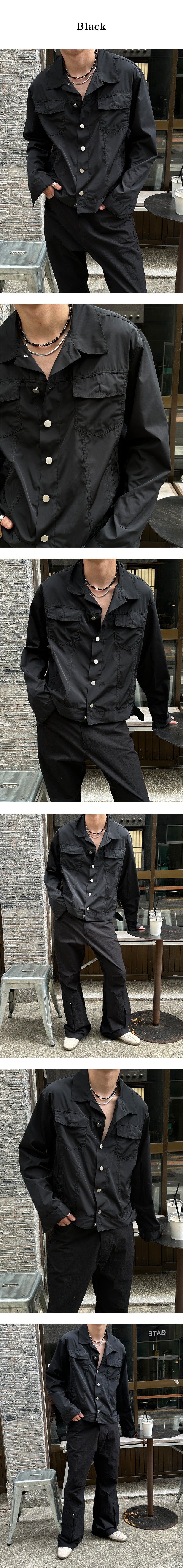 [Unisex] Satin trucker shirts jacket(2color)