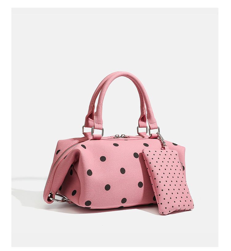 Dot Pattern Mini Boston Tote Crossbody Bag
