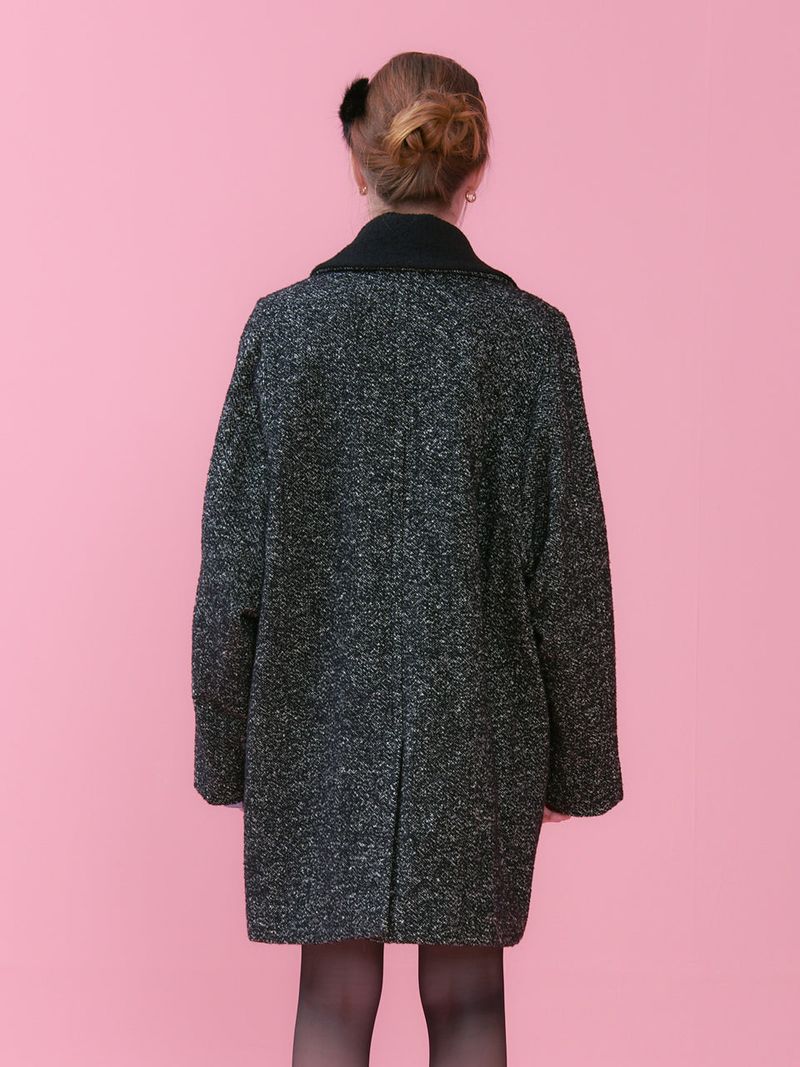 DONA SINGLE HALF TWEED COAT_BLACK