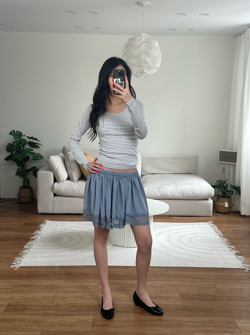 lace satin mini skirt