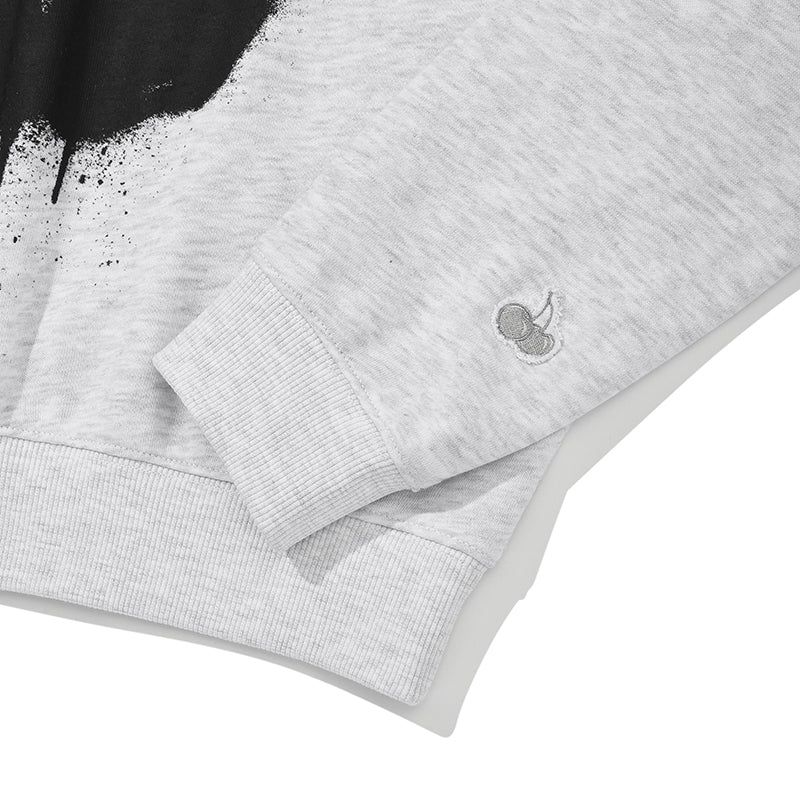 MELTING CHERRY PRINTED CROP SWEATSHIRT [MELANGE GRAY]