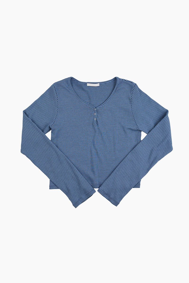 Bane stripe henley crop tee