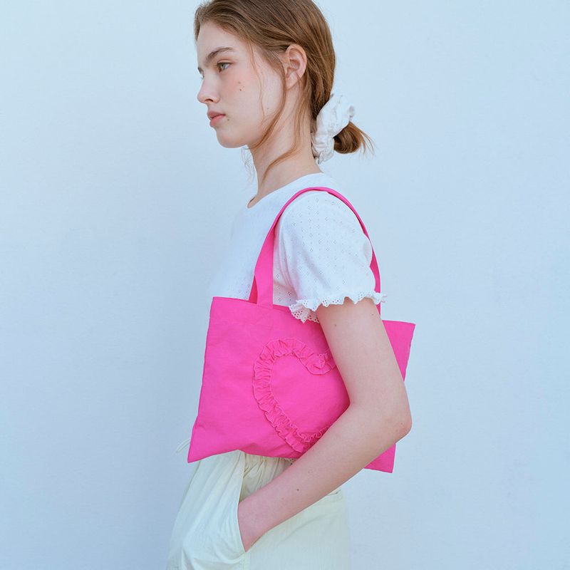 FRILL HEART MINI BAG, FUSCIA
