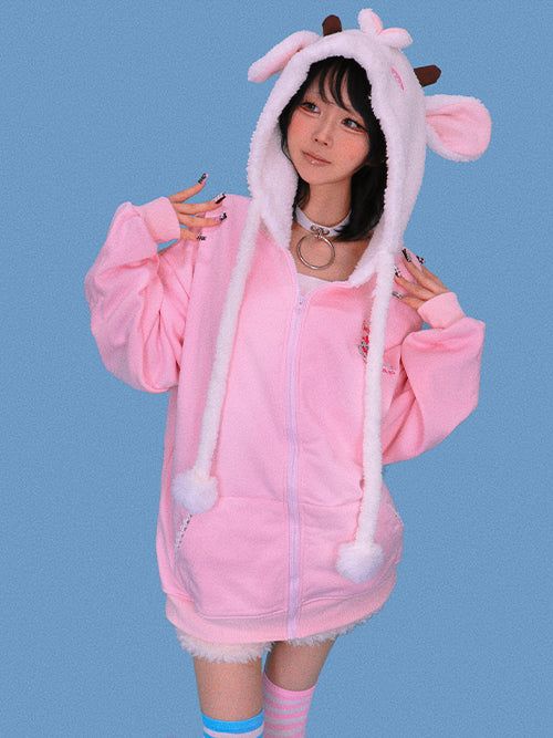 KUO（クーオ）の「lovely sheep hood zip-up (기모)（Tops）」
