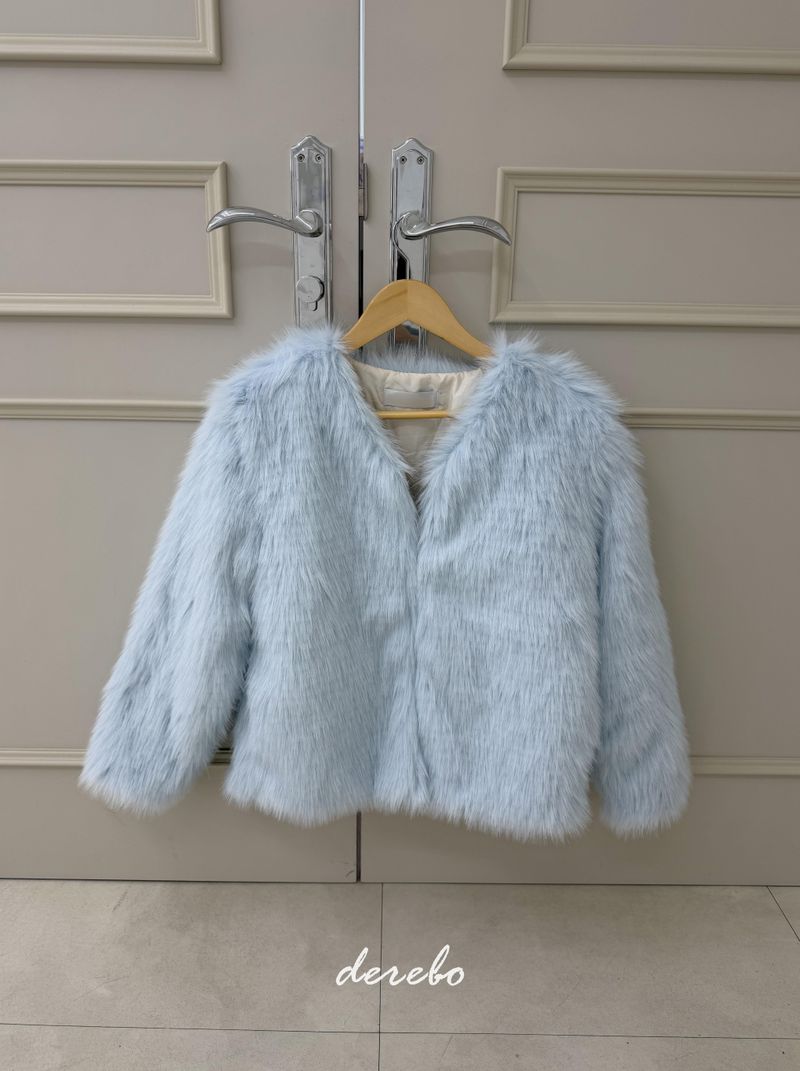 Sky Cloud No Collar Fur Jacket