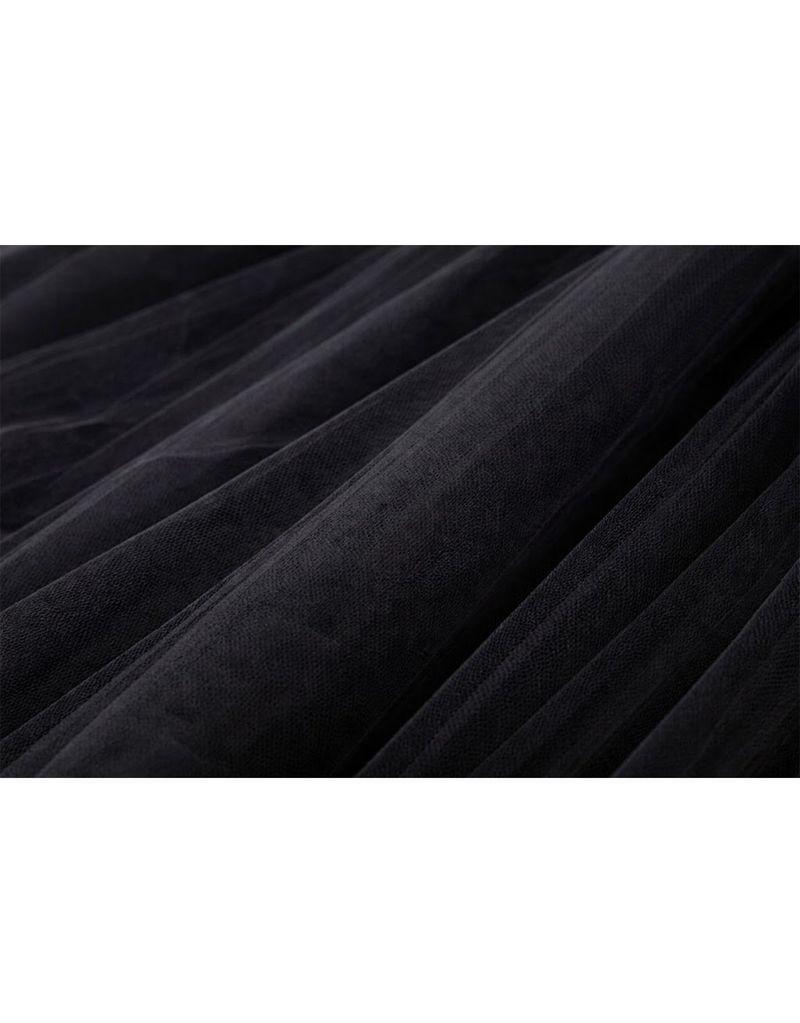 Sera Balletcore Tulle Volume Midi Skirt Black