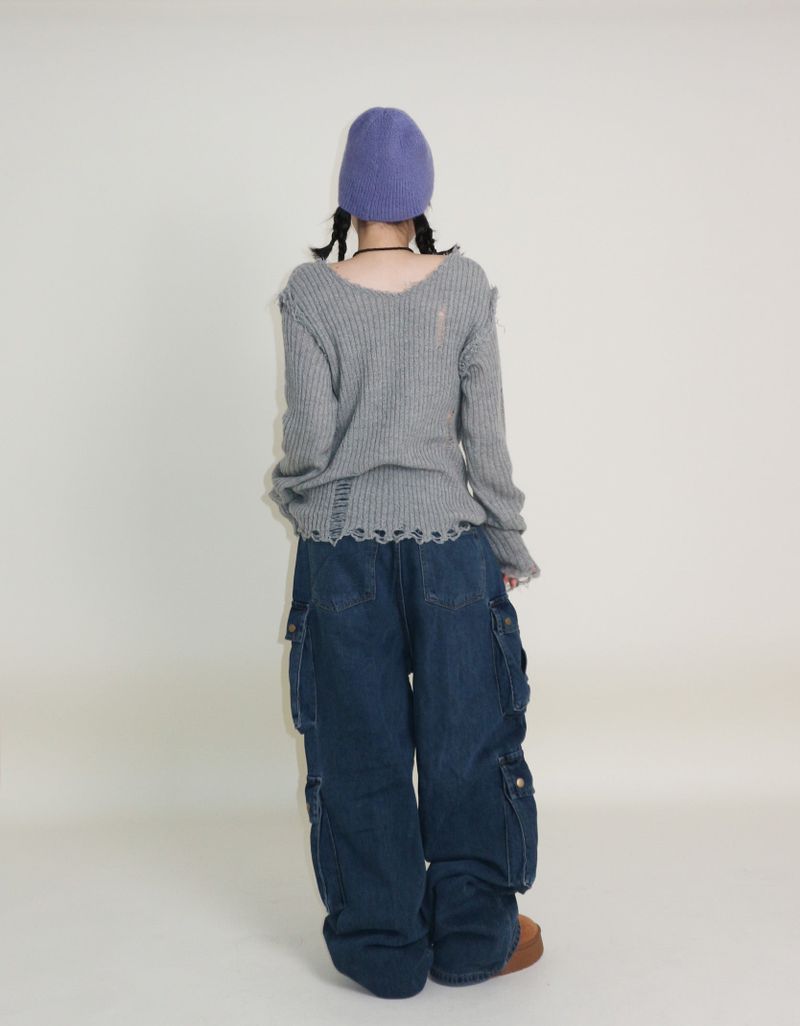 Zelda Double Pocket String Wide Denim Pants