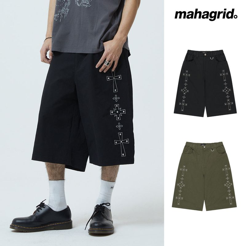 CROSS STUD TWILL SHORTS_BLACK