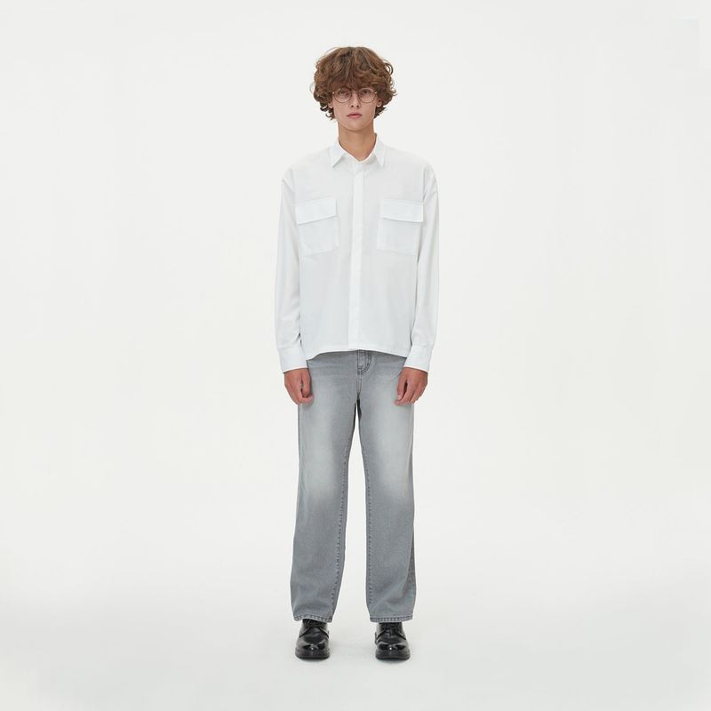 TWO POCKET HIDDEN BUTTONS SHIRTS_IVORY