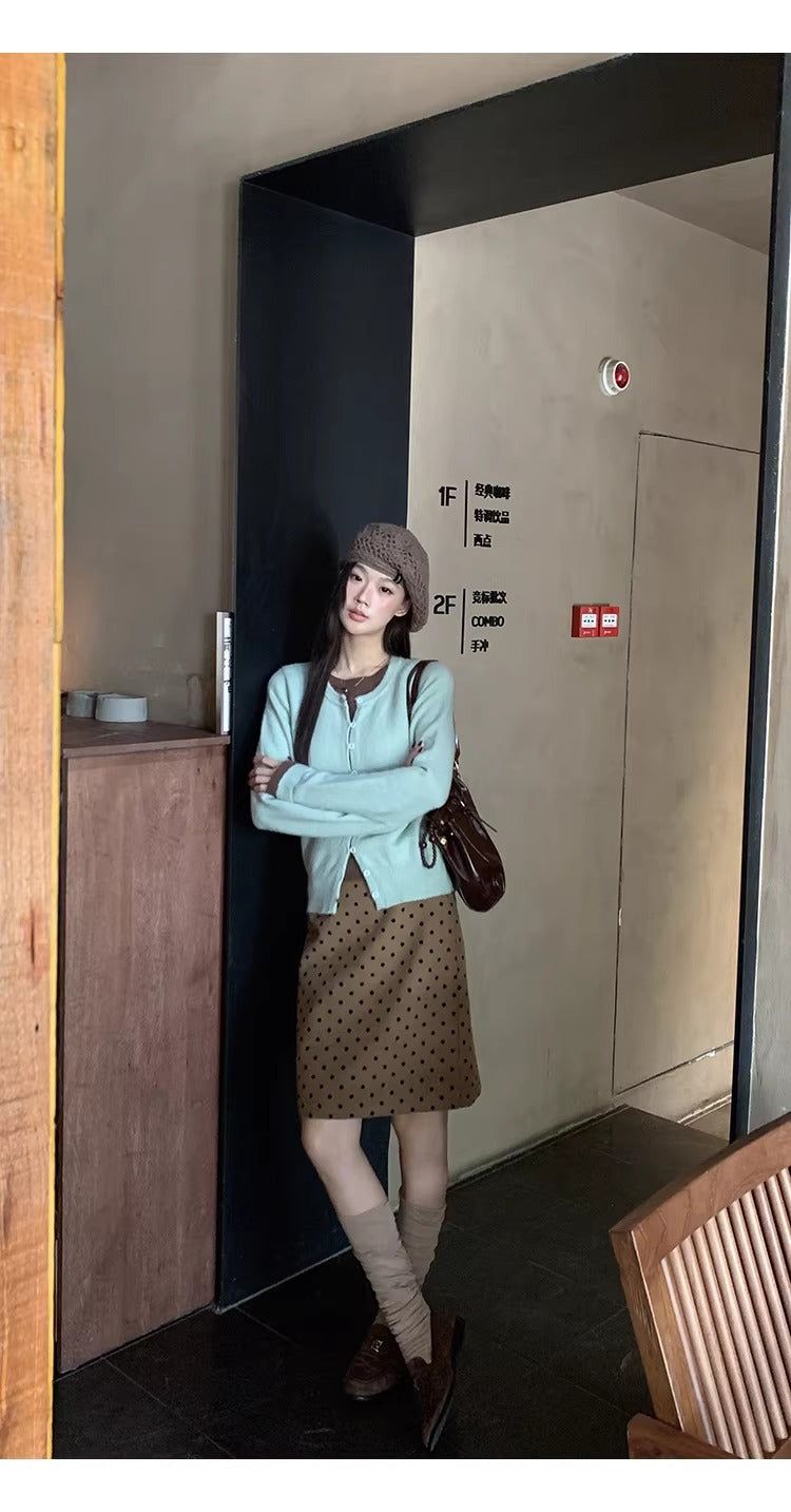 Mint Brown Layered Cardigan Knitwear