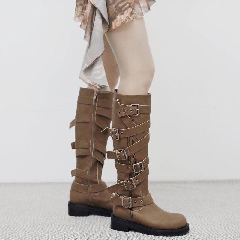 micello buckle long boots