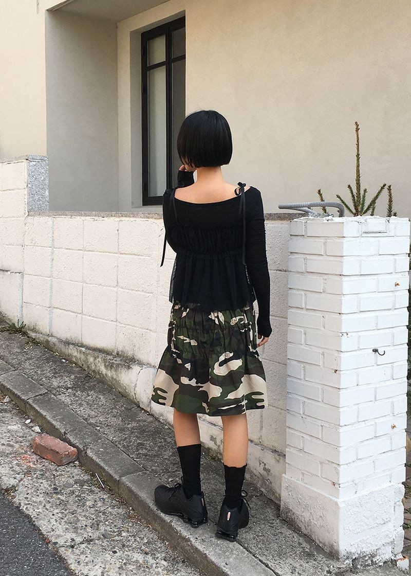 MESH SHIRRING TOP