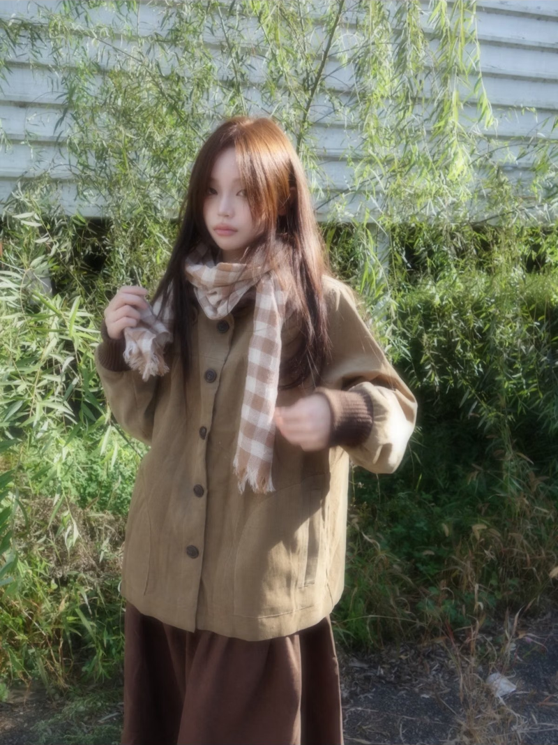 square scarf -brown
