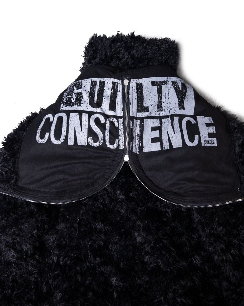 FAUX FUR MULTI ZIPPER BLACK JACKET
