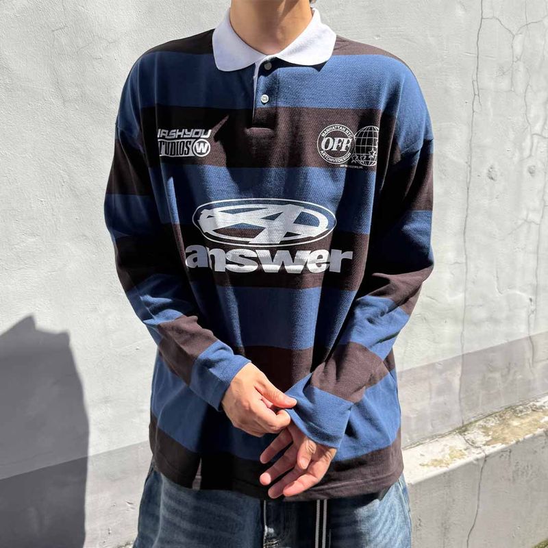Oversized Old-School Stripe Polo Shirt