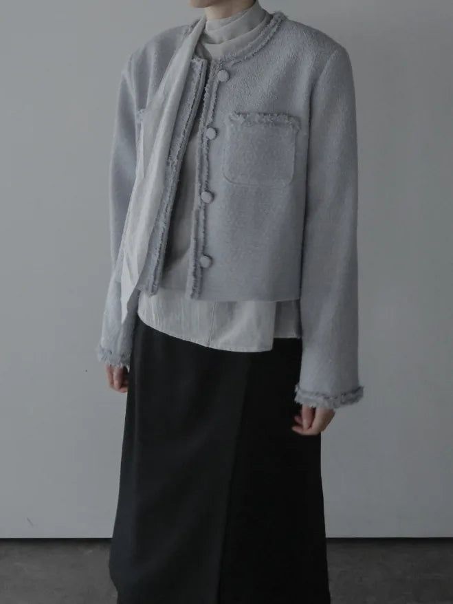 Noir Unbalance Button Scarf Blouse