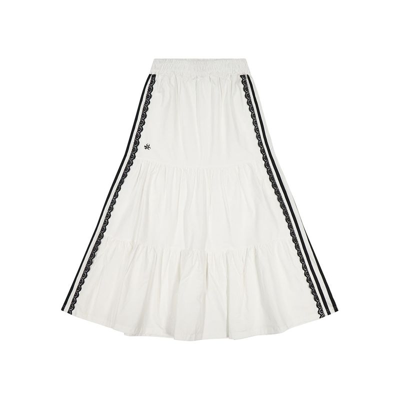 (DUC) Sideline Tiered Long Skirt White