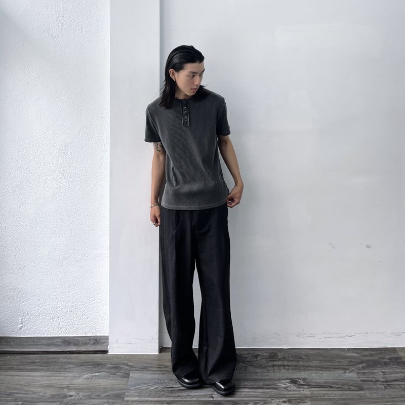 フェイデッド リブド ヘンリーシャツ