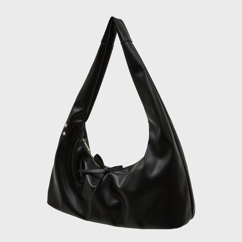 Artificial Leather Ribbon Hobo Bag