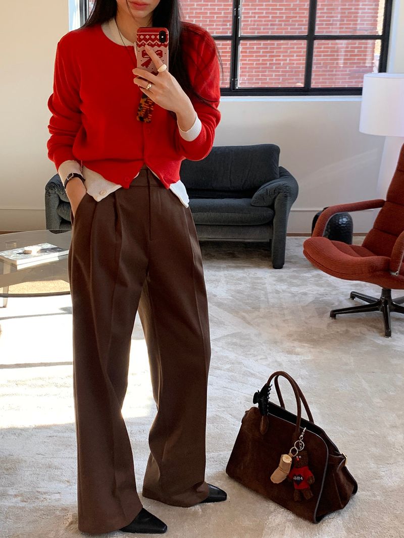 [MADE] [Wool Napping] Winter Warm Pintuck Wide Slacks