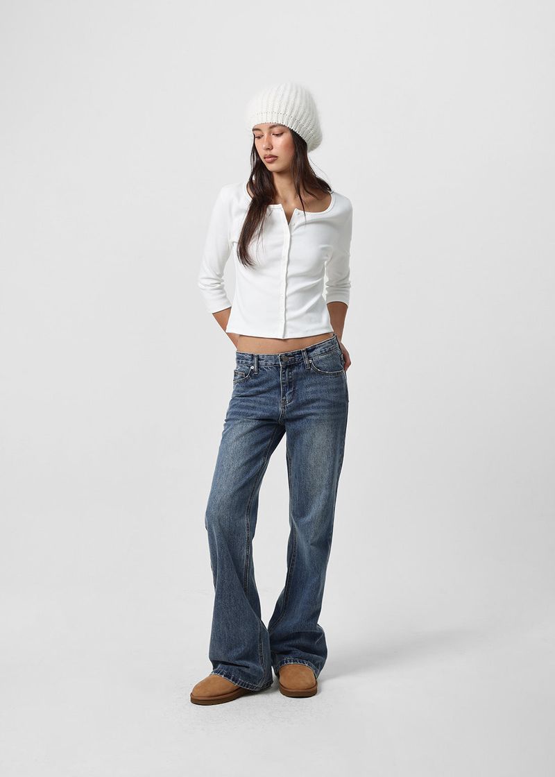 [B-DENIM] LOW NON SPAN BOOTS-CUT JEANS 057
