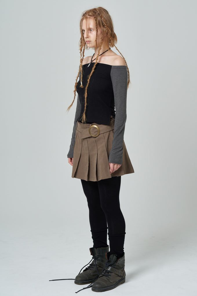 Pleated skirt_brown