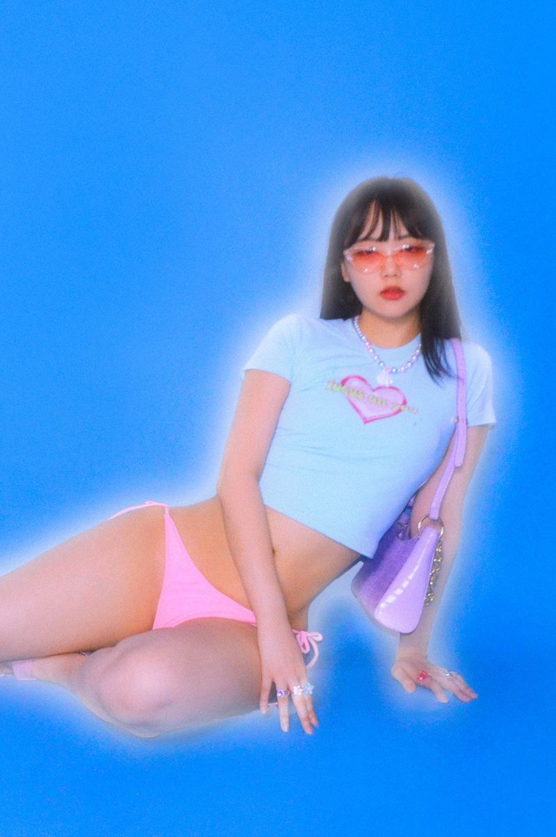 CREVY(クレビー)の「90s foucus crop span sleeve t-shirts (sky blue)(Tops)」