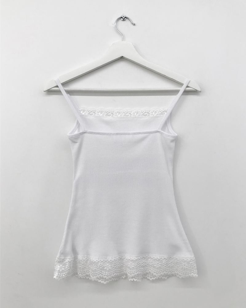 Drop ribbed lace sleeveless top (7color) 