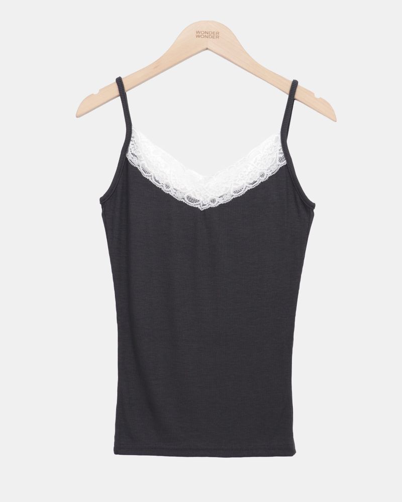 Curren Lace Ribbed Sleeveless Top